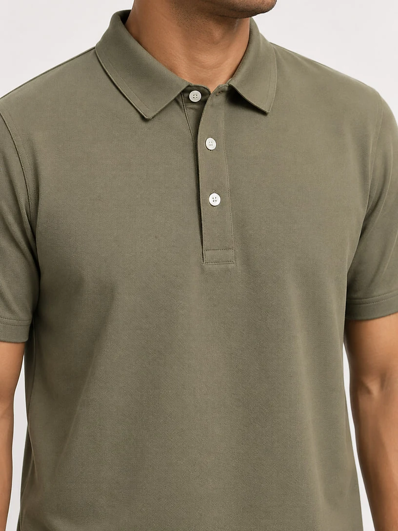Olive premium cotton polo