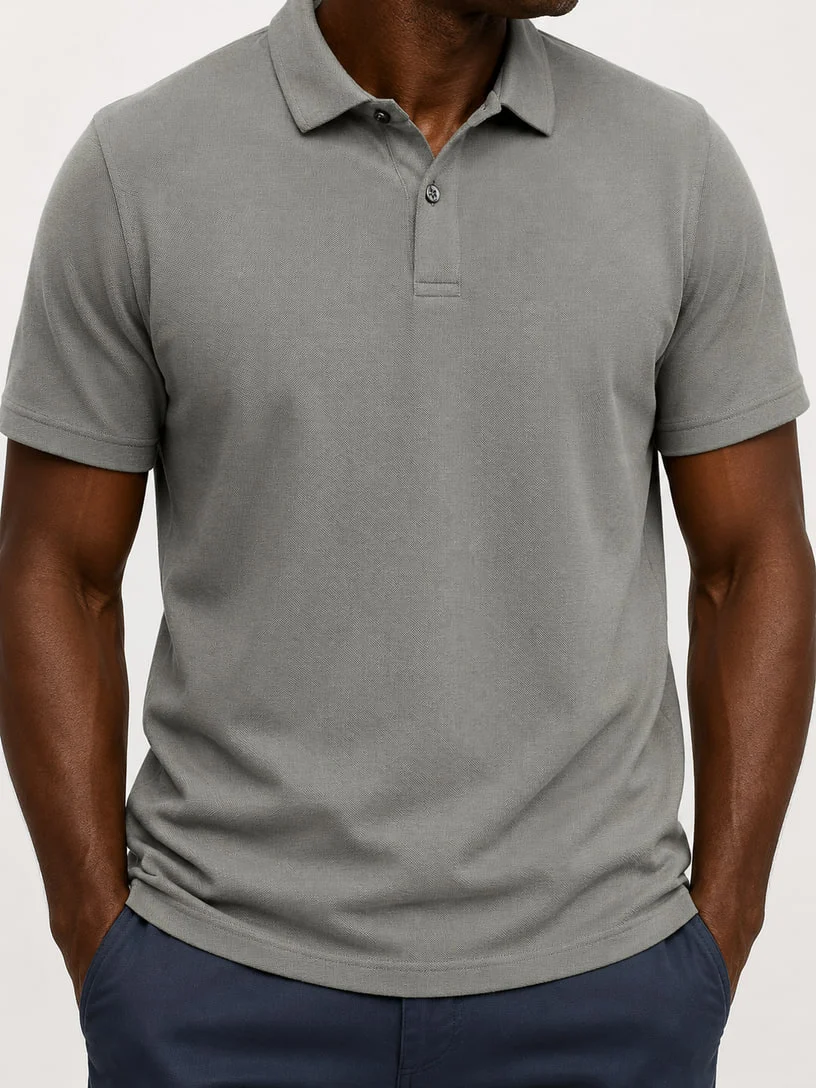 Gray premium cotton polo